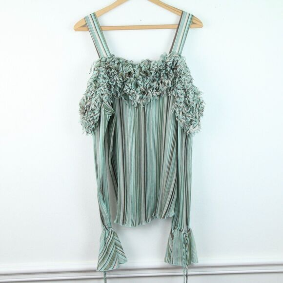 Ashley Stewart Tops - FLAW Y2K Plus Size 1X-3X Top Fairy Glitter Disco Fringe Sheer Ruffle Feminine